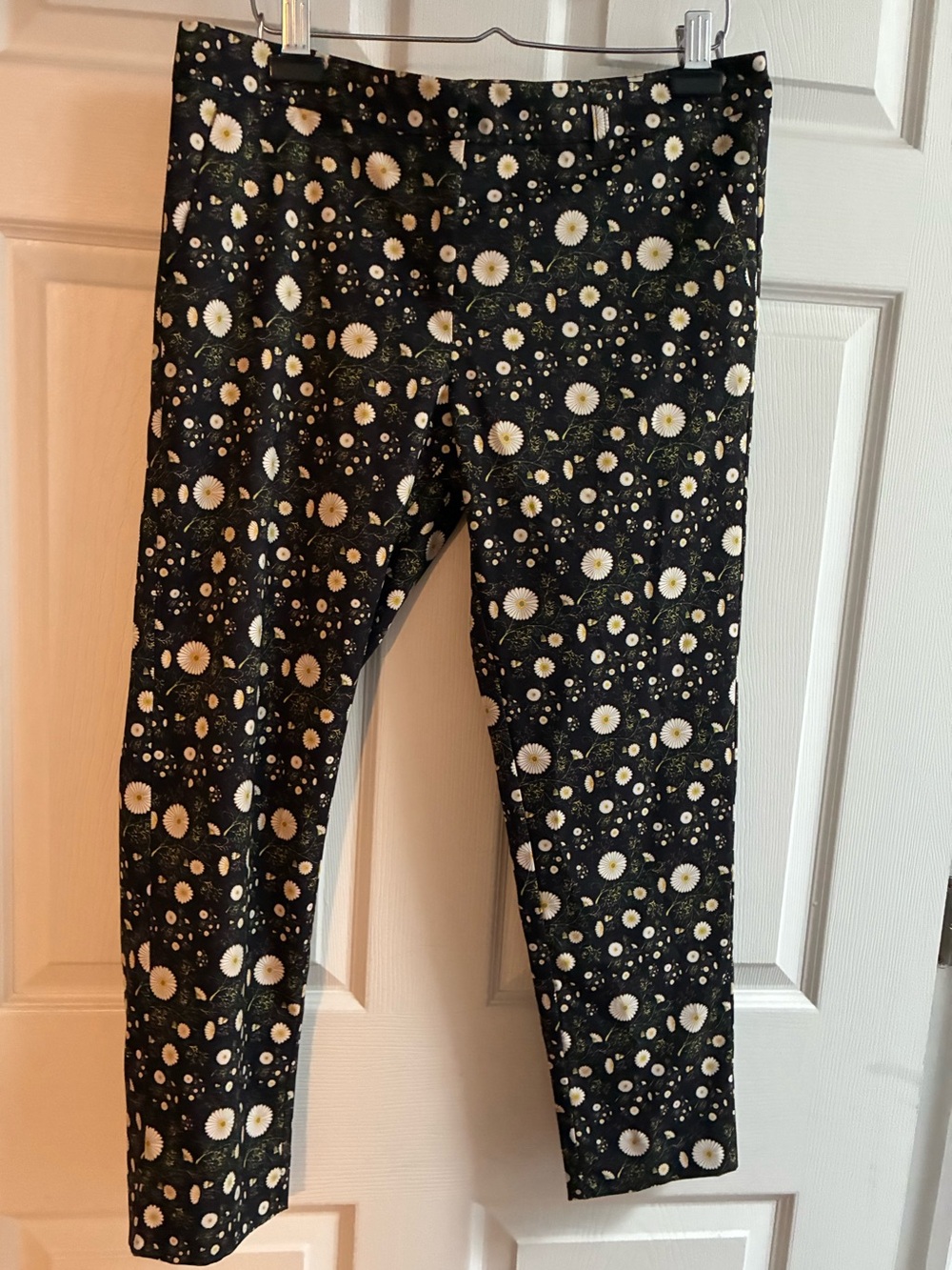 Wildfang Cropped Suit Pants with White Daisy Print - Picture 1 of 8